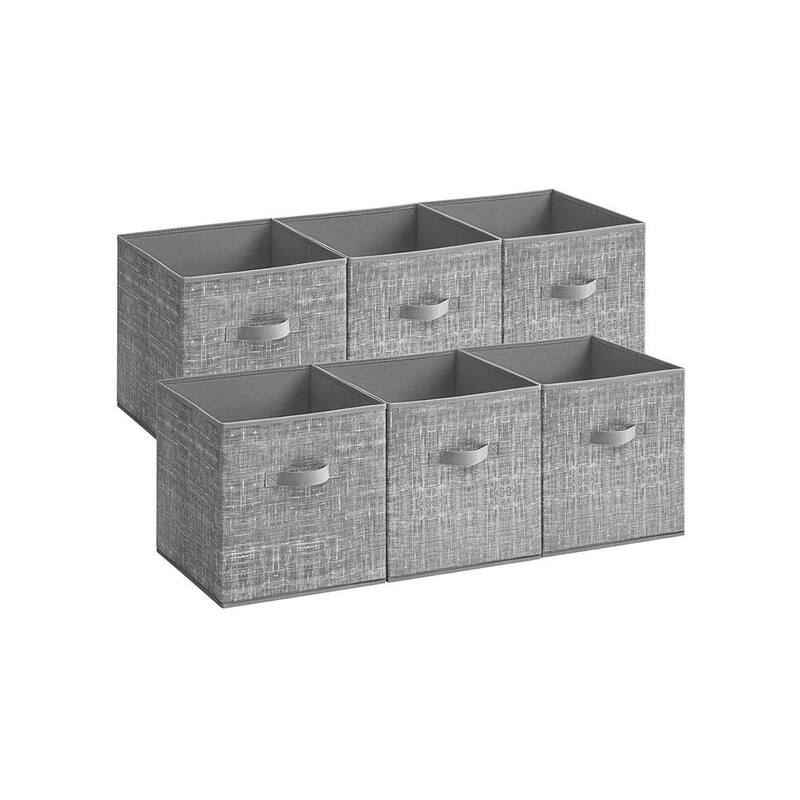13 Inch Set of 6 Fabric Foldable Storage Cubes with Handles for Closet or Bedroom Organization - 13”L x 13”W x 13”H