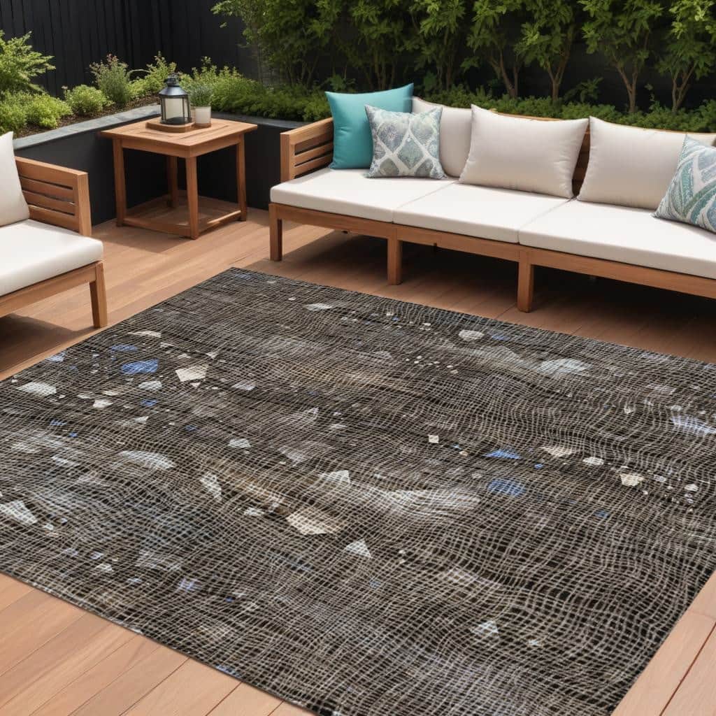 HomeRoots Abstract Transitional Rectangle Outdoor Rug
