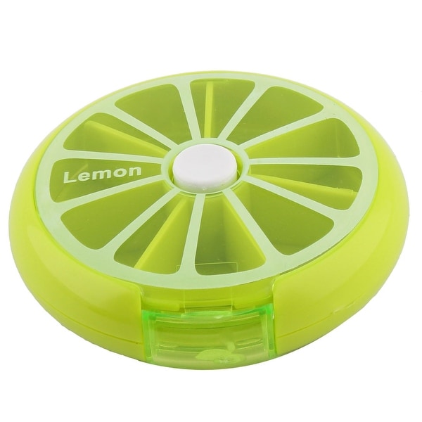 Plastic Fruit Style Button Rotate Weekly Medicine Pill Boxes Cases Light Green