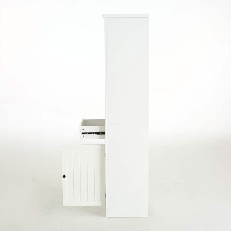75IN Tall Retro Style Display Shelf with Cabinet