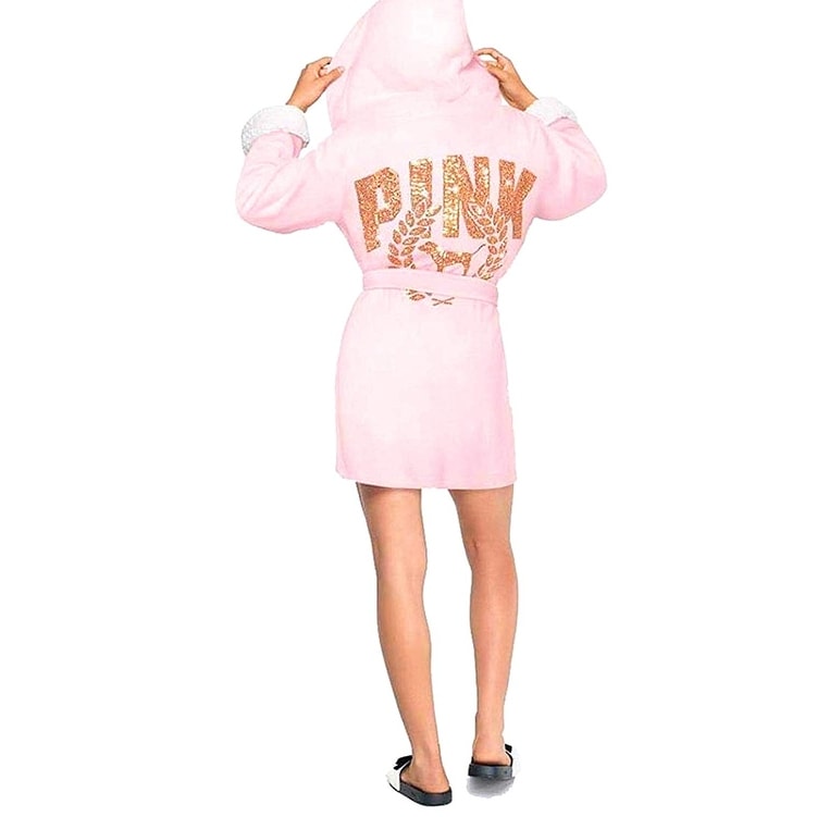 Shop Victoria S Secret Pink Gold Hooded Sherpa Lined Cozy Soft