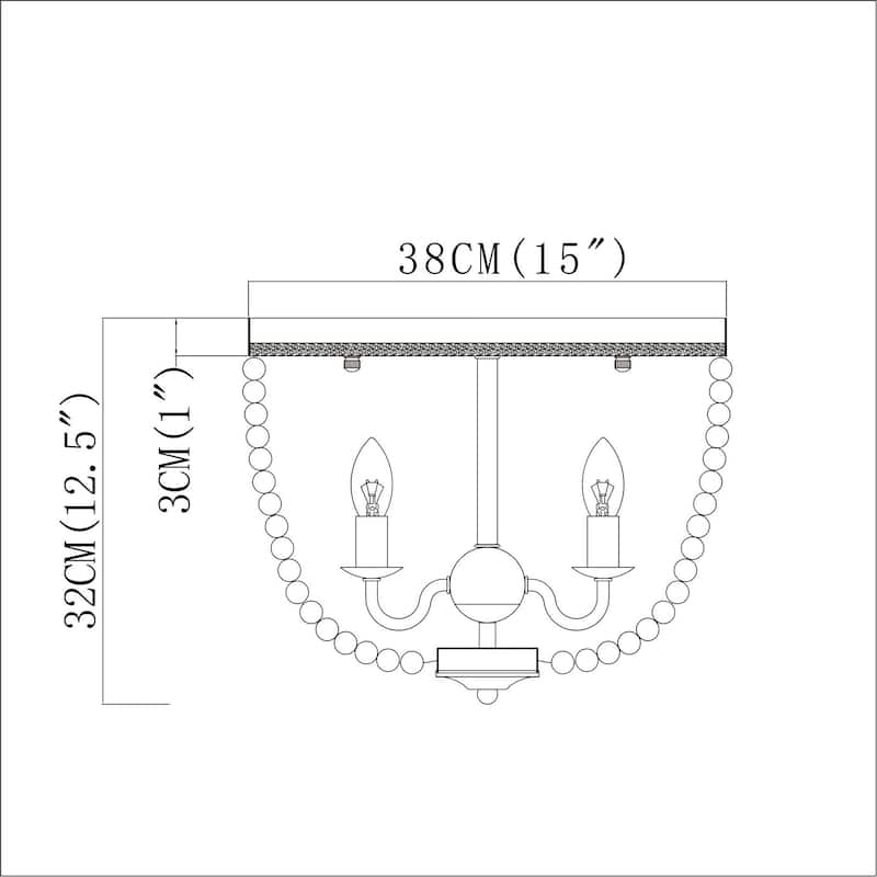 Taha 15 Inch White Beads Candle Flush Mount 3-Light