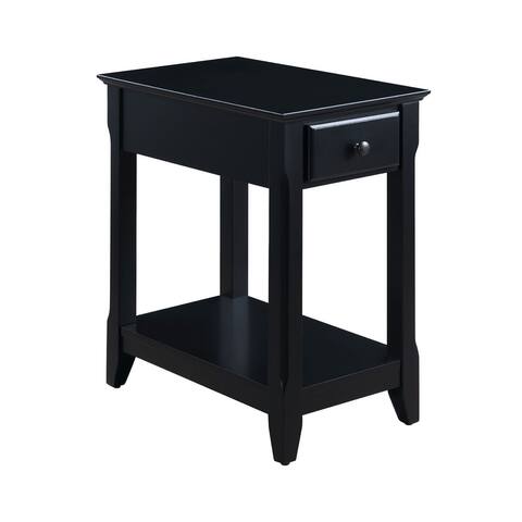 Wood Accent Table with a Drawer in Black