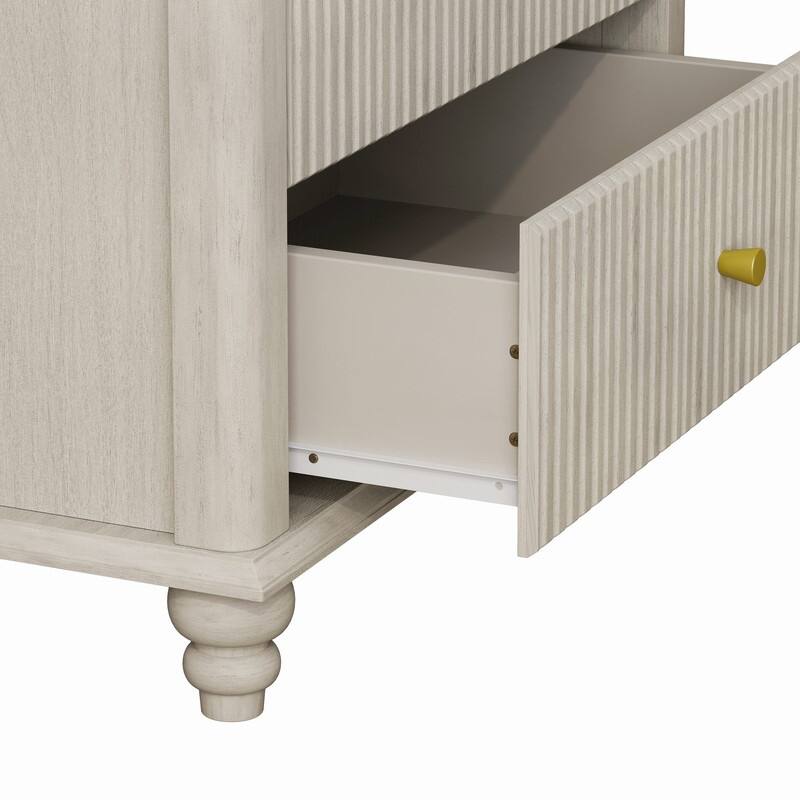 Modern Fluted 5 Drawer Dresser with Metal Handles for Stylish Bedroom Organization and Storage