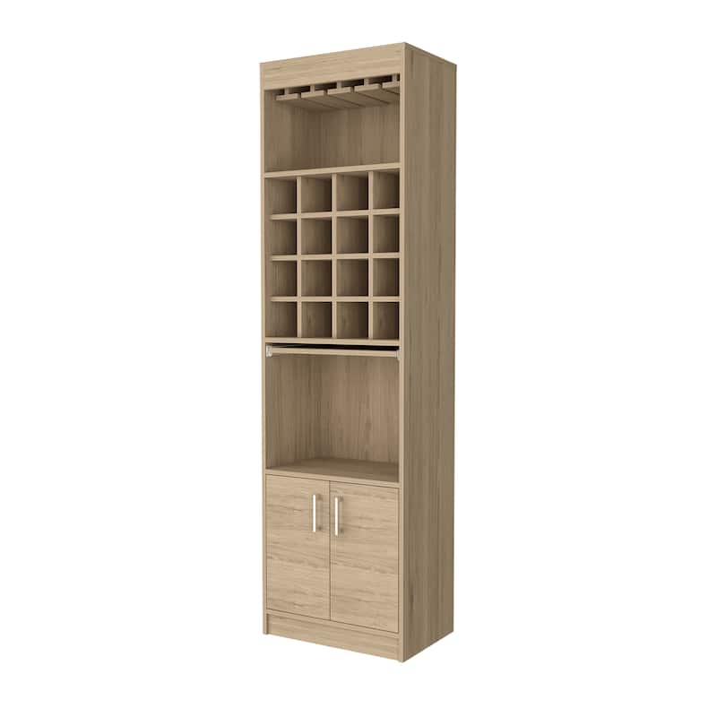 Lombard 16-Bottle 1-Shelf Bar Cabinet Black Wengue And Light Pine