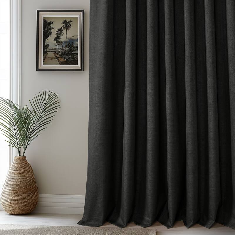 Exclusive Fabrics Vienna Basic Solid Linen Curtains (2 Panel) Blackout Curtains For Bedroom & Living Room Curtains