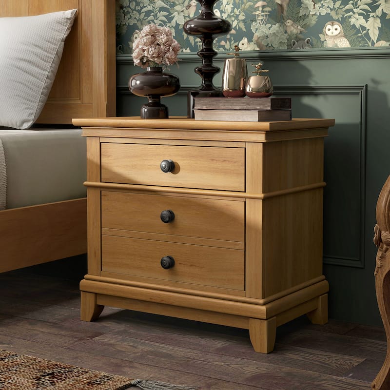 Furniture of America Wellington Farmhouse Natural Oak Wood 2-Drawer Nightstand