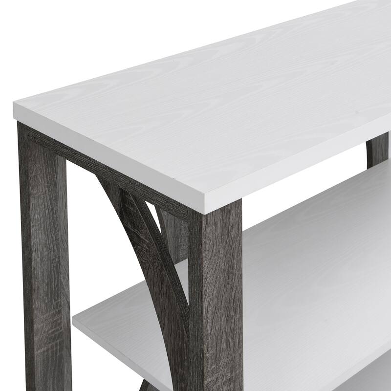 console table with open storage shelf