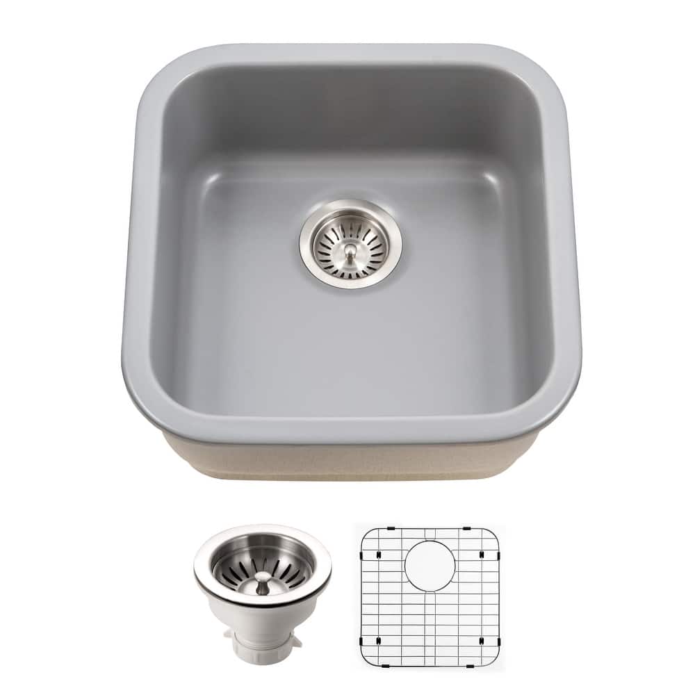 Houzer PTB-1919-C Platus 18-7/8" Undermount Single Basin Fireclay Bar