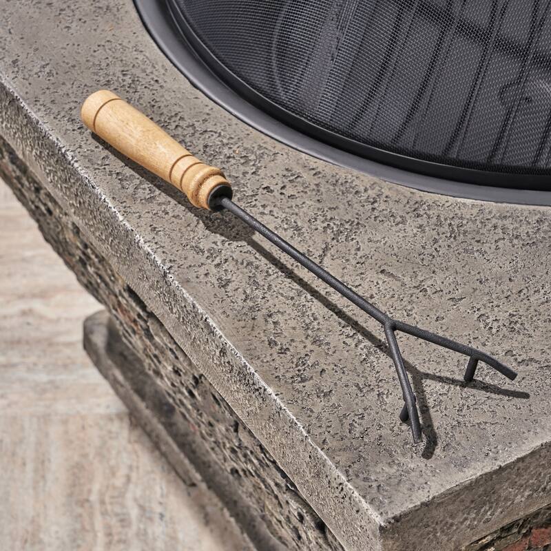Mia Outdoor 32-Inch Wood Burning Light-Weight Concrete Square Fire Pit by Christopher Knight Home