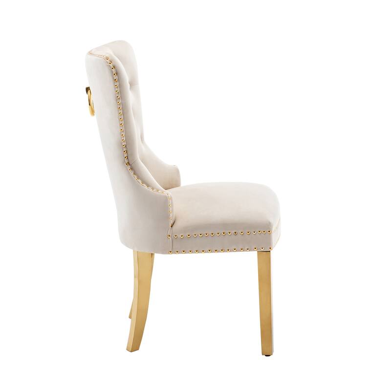 Porthos Home Caily Tufted Velvet Dining Chairs with Gold Chrome Legs, Set of 2
