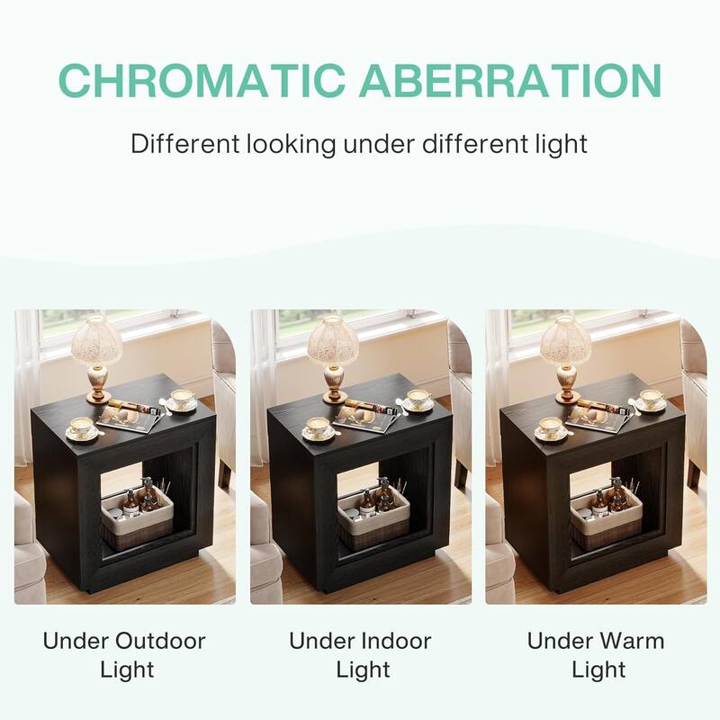 24" Rustic 2-Tier End Table, Side Table with Storage Shelf, Sofa Nightstand for Living Room, Bedroom, Entryway