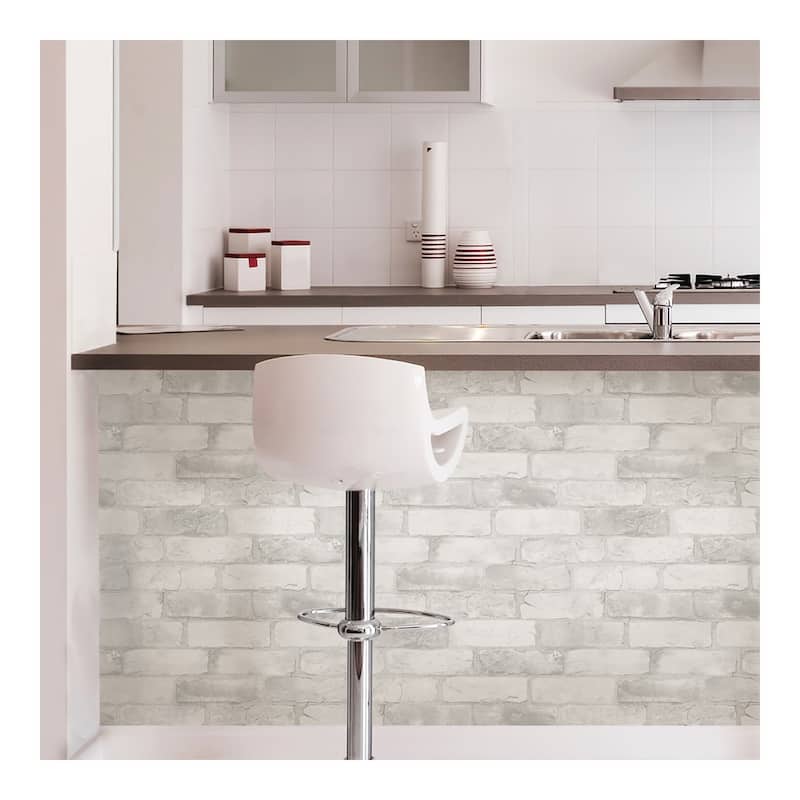 NuWallpaper Loft White Brick Peel & Stick Wallpaper 216in x 20.5in x