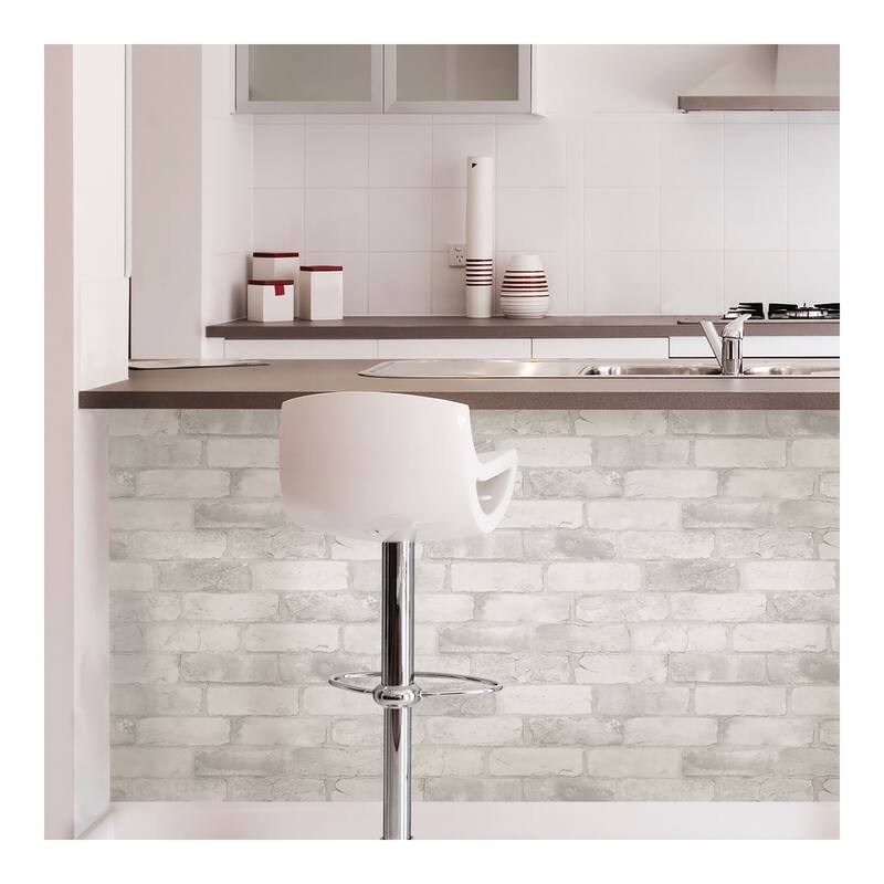 NuWallpaper Loft White Brick Peel & Stick Wallpaper - 216in x 20.5in x 0.025in