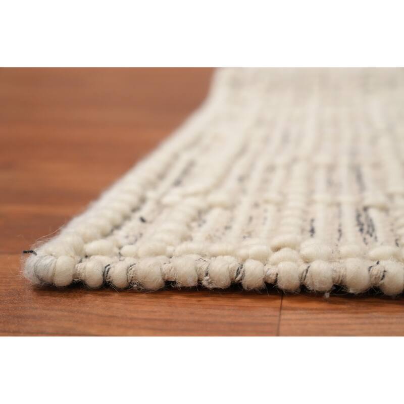 Hand Knotted Oriental 100% Wool Carpet Modern Geometric Beige & Ivories Modern Gotti Design Area Rug - 9' 8'' X 7' 11''