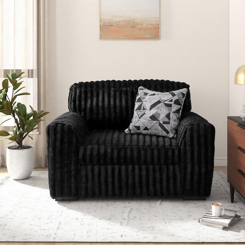 Roundhill Furniture Solenne Chair and Ottoman Set, Oversized Chair and Ottoman with Jumbo Corduroy Upholstery