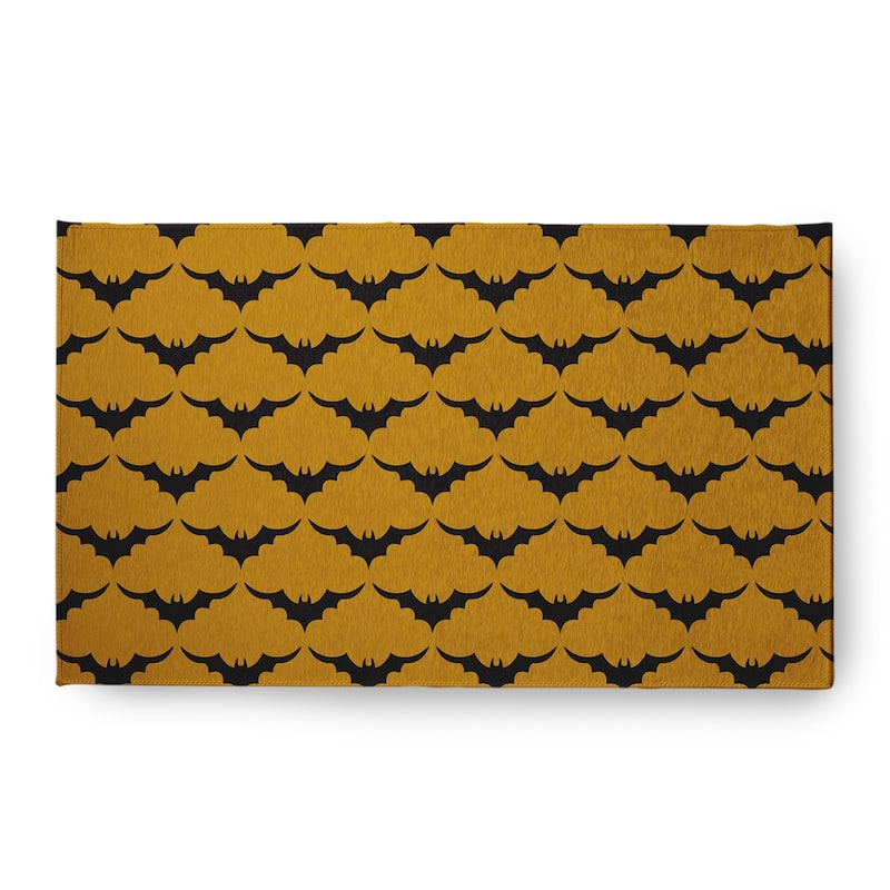 Bat Colony Halloween Chenille Rug, 18" x 30" - 18" x 30" - Autumn Gold