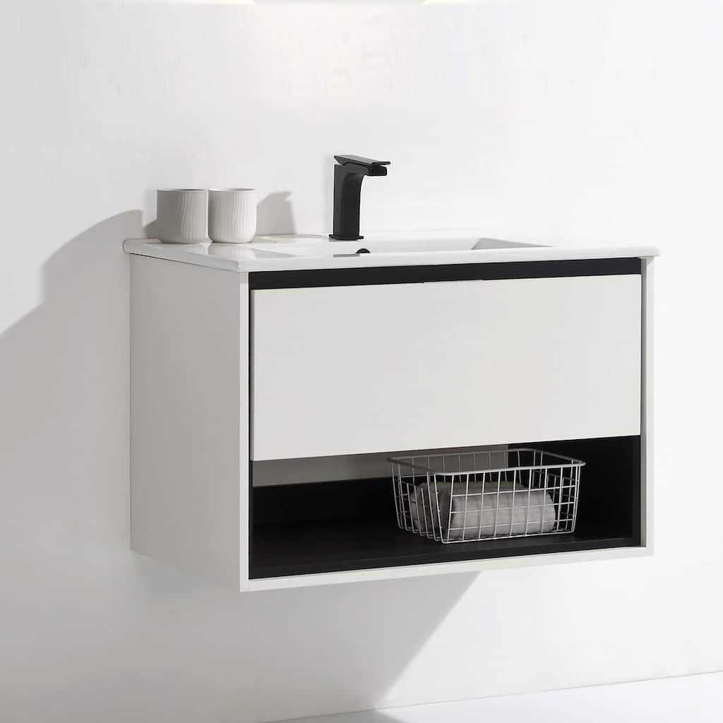 24"/30"/32"/36" Floating Bathroom Vanity Set with Ceramic Sink