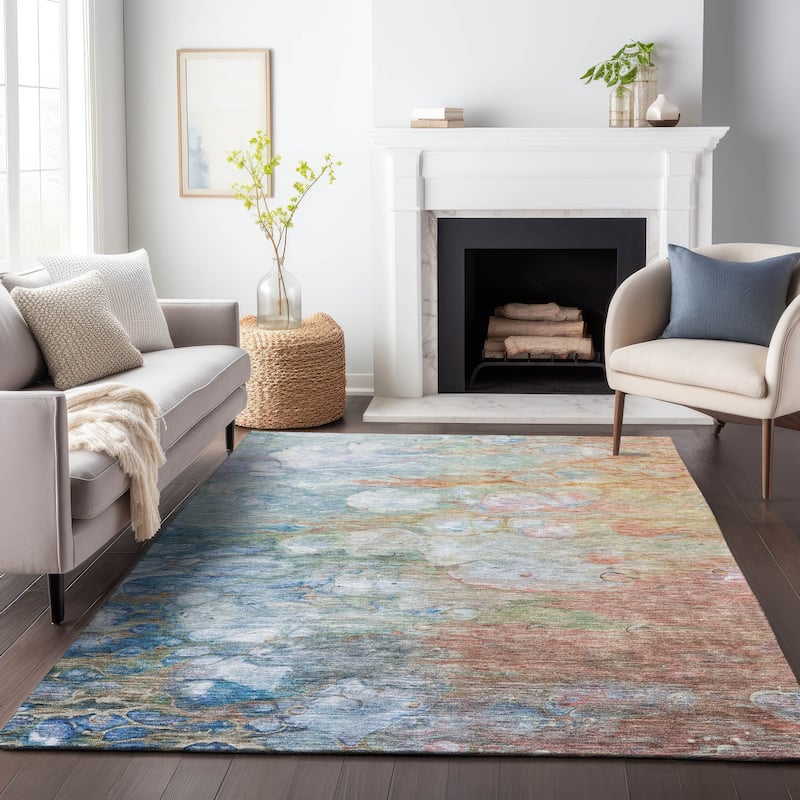 Premium Washable Super Soft Contemporary Ripples Mayfield Rug - Coral - 5' x 7' 6" - Rectangle
