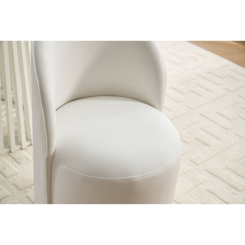 Upholstered Kitchen & Dining Room Barrel Chair, 360 Degree Swivel Comfy Armless Accent Makeup Vanity Side Chair