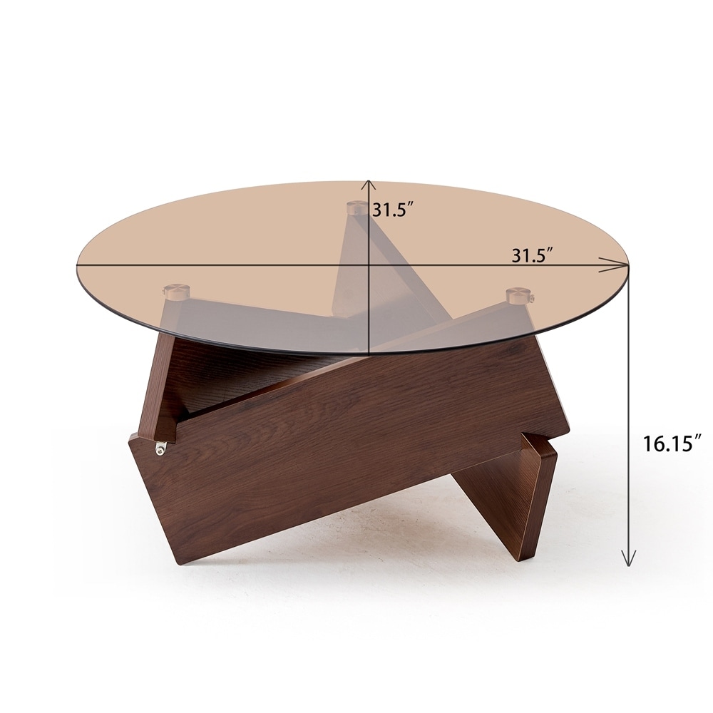Round coffee table with Tempered Glass Top,