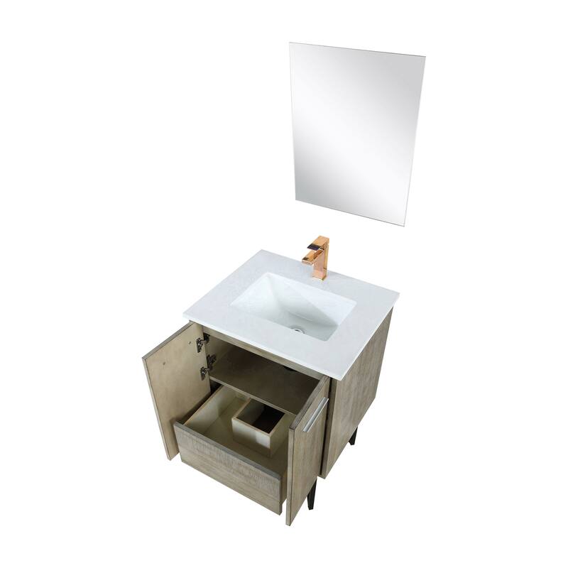 Lancy Bath Vanity with Cultured Marble Top, Sink, Mirror and Faucet