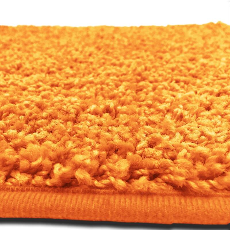 Layla 3 PC Shaggy Bathroom Rug Set, Bath Mat, Contour Rug, Lid Cover, Solid Colors