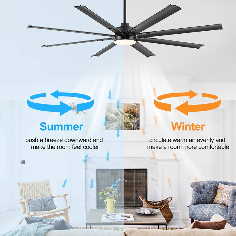 72 in. Integrated LED Indoor Black-Aluminum-Blade Ceiling Fans with Light and Remote
