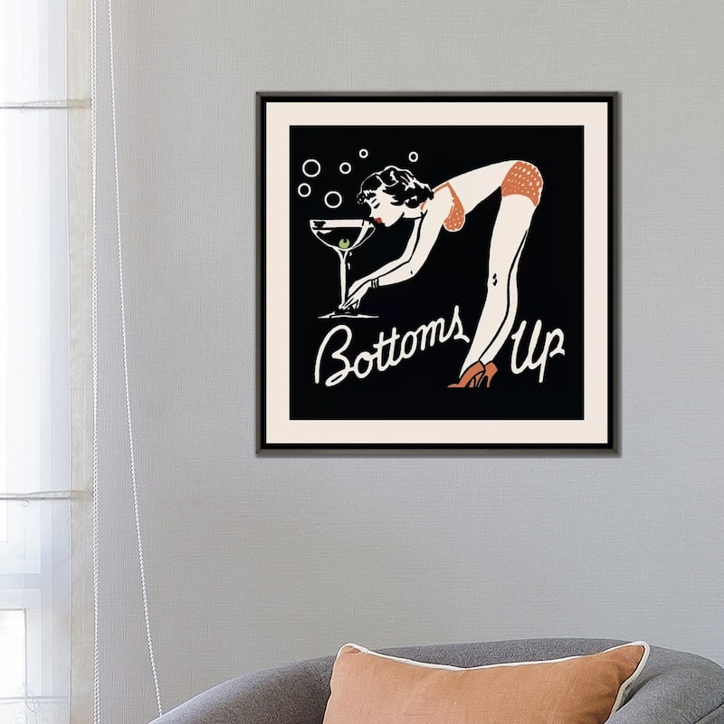 iCanvas "Bottoms Up - Vintage Ad Poster" by Retro Series Framed