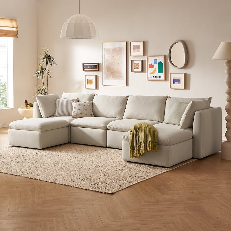 mopio Oversized Modular Sectional Sofa with Fully Removable Covers and Storage (Oat) - Oat - Right Facing