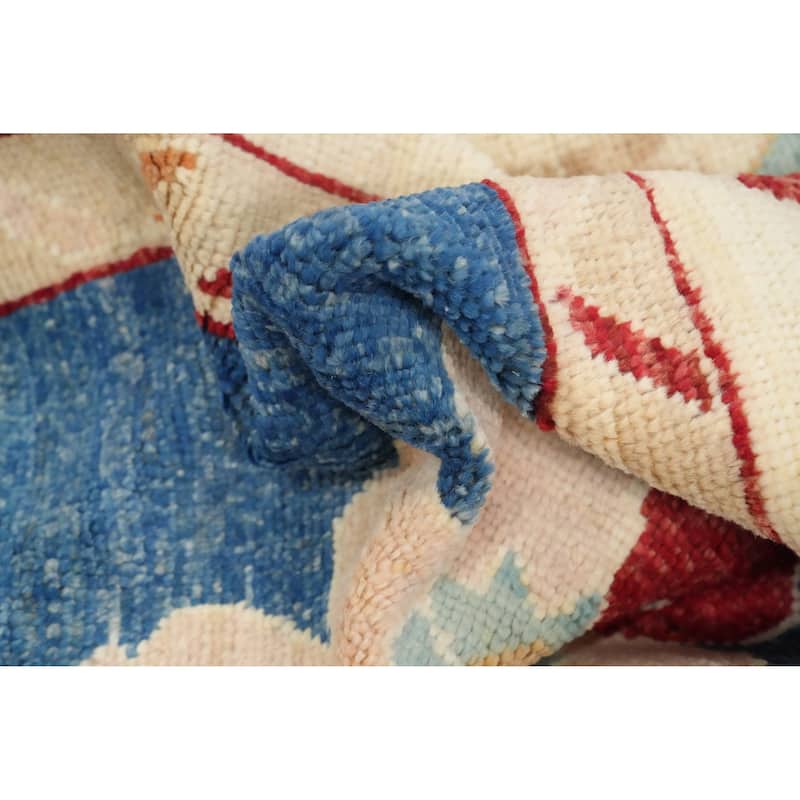 Hand Knotted Oriental 100% Wool Carpet Transitional Floral Navy Blue & Blues Oushak Area Rug - 10' 3'' X 8' 2''