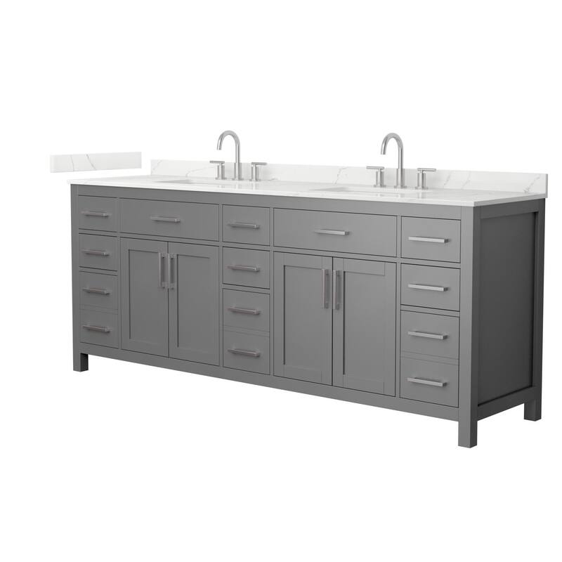 Wyndham Collection WCG2424-84D-QTZ-US3MXX Beckett 84" Free Standing - Dark Gray / Giotto Quartz Top / Brushed Nickel