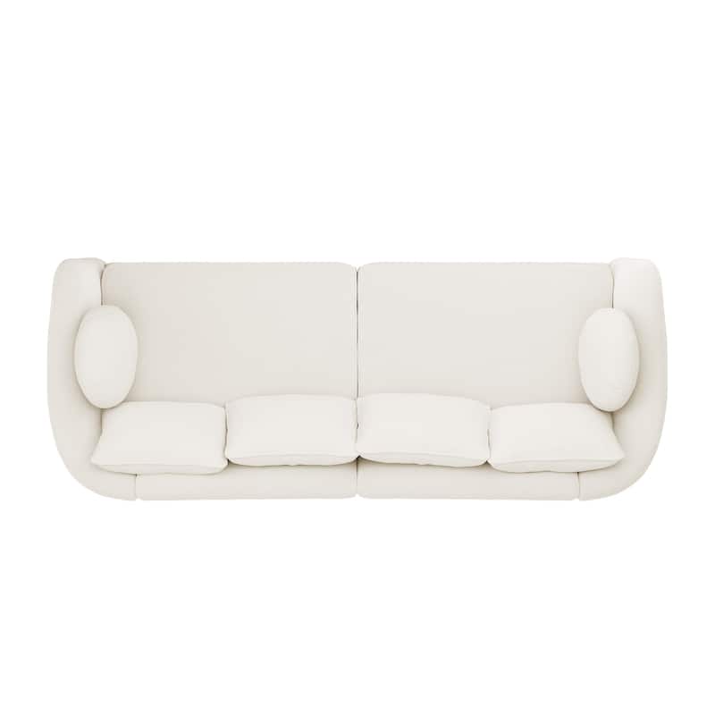 90.6 Inch 3-Seater Sofa Couch with 6 Pillows, Chenille Upholstered Living Room Sofa for Living Room Bedroom Apartment in White