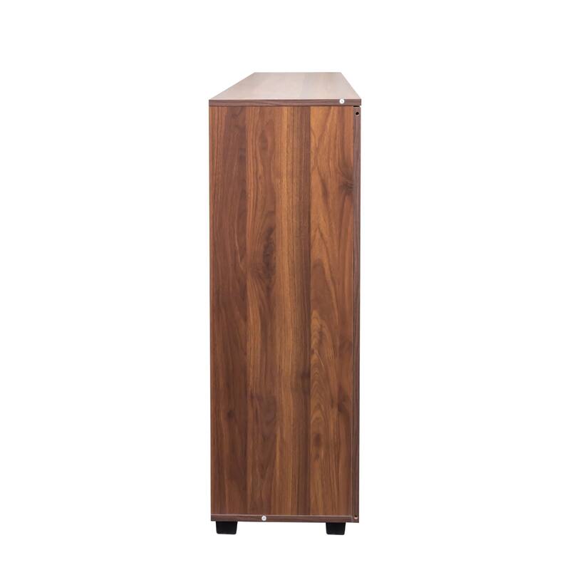 5-Tier Shoe Storage Cabinet with Adjustable Shelves, Wooden Shoe Rack Organizer with Louvered Doors for Entryway, Hallway