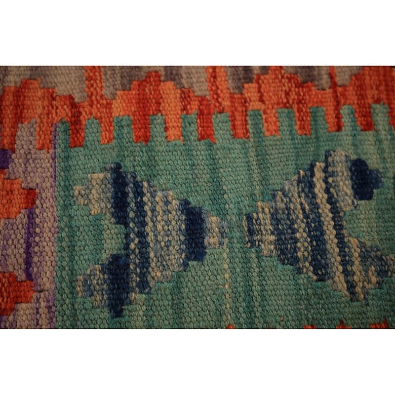 Reversible Kilim Area Rug Hand-Woven Wool Carpet - 8'5" x 9'8"