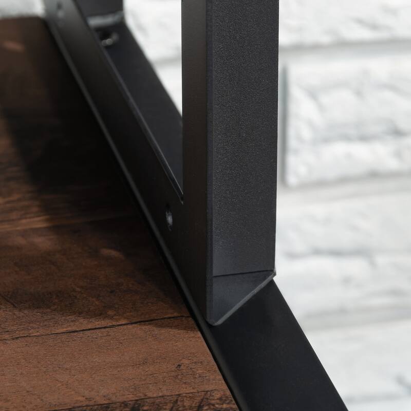 Wood Hutch with Concealed Compartments, Brown - 64.57" W x 11.65" D x 36.77" H