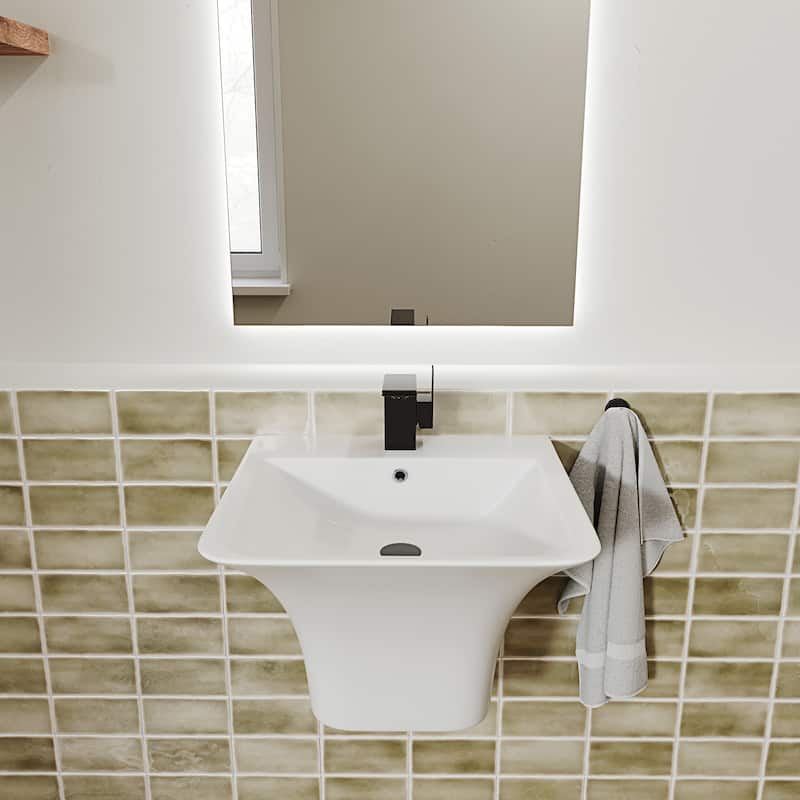 Carre 21" Wall-Mount Bathroom Sink - Glossy White