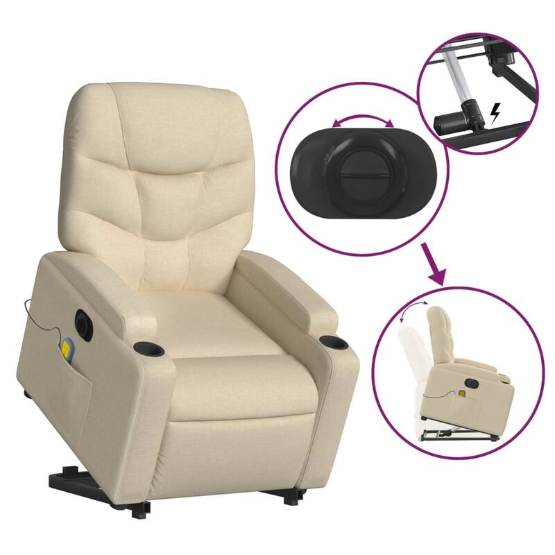 vidaXL Stand up Massage Recliner Chair Light Gray Fabric