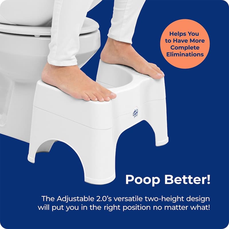 Squatty Potty The Original Bathroom Toilet Stool - Adjustable 2.0, Convertible to 7 Inch or 9 Inch with Removable Topper - White
