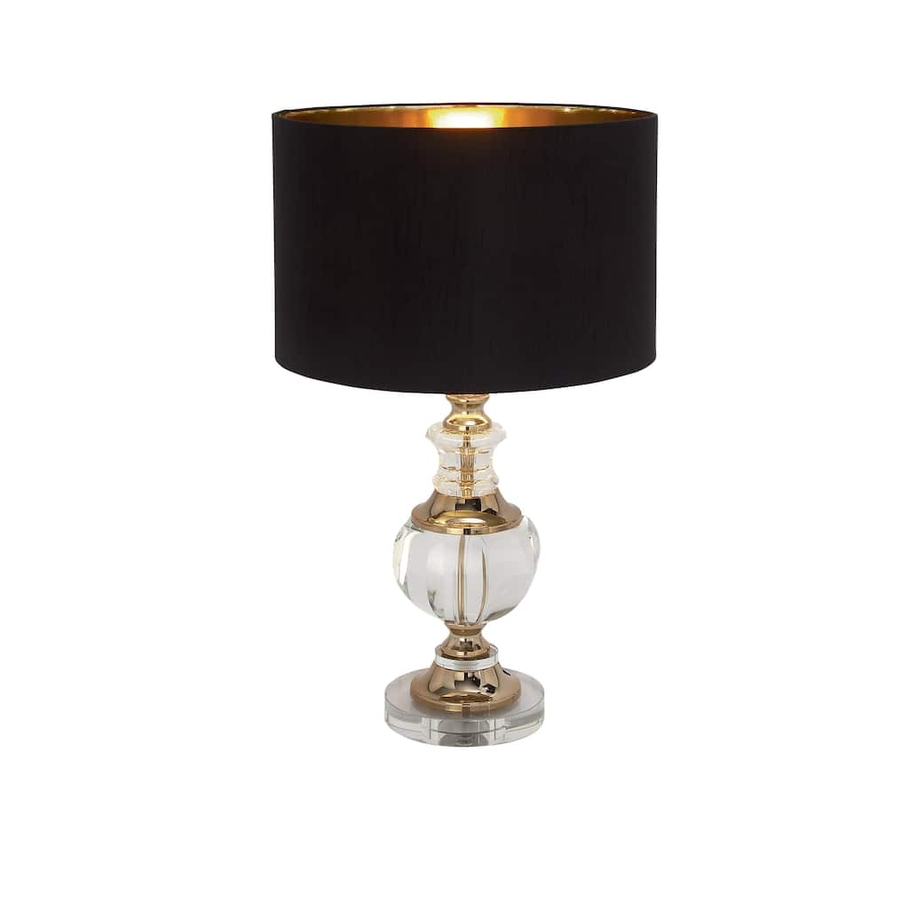 Crystal Room Table or Buffet Lamp with Black Shade and Gold Accents - Black or Gold - Roche River Decor