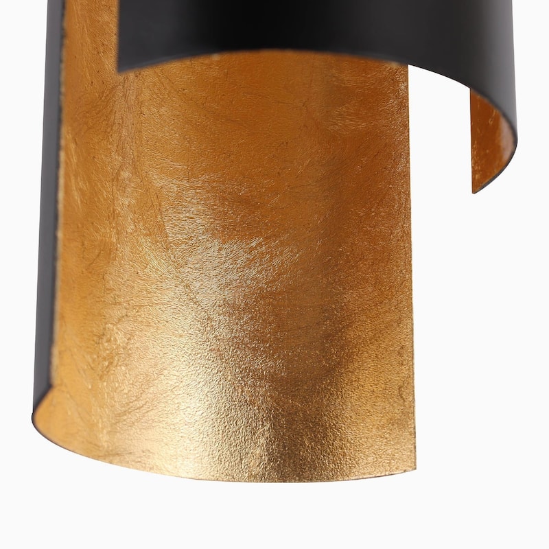 1-Light Modern LED Black Gold Kitchen Island Pendant Lights for Dining Room - 3.5" D x 14.5" H
