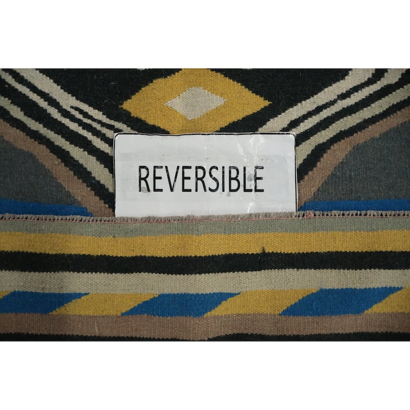 Hand Woven Oriental 100% Wool Carpet Southwestern Tribal Navy Blue & Blues Kilim Area Rug - 10' 1'' X 8' 2''