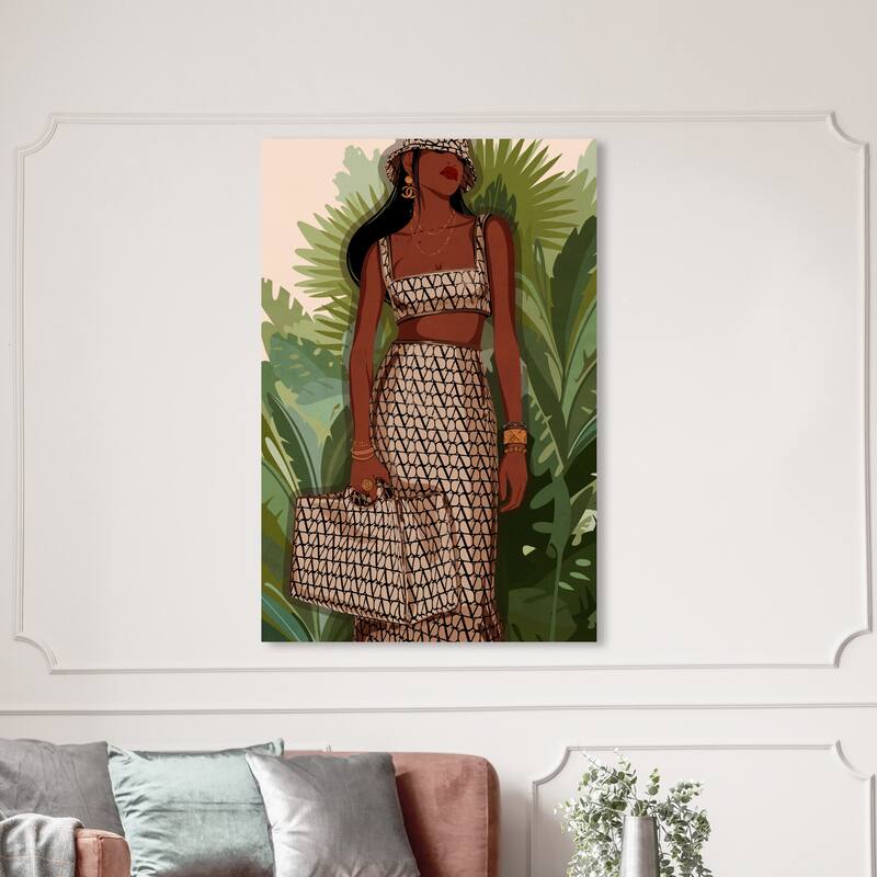 Wynwood Studio Canvas Fashion and Glam Out of the Boutique Green and Light Brown Modern & Contemporary Wall Art Canvas Print - 54 x 36