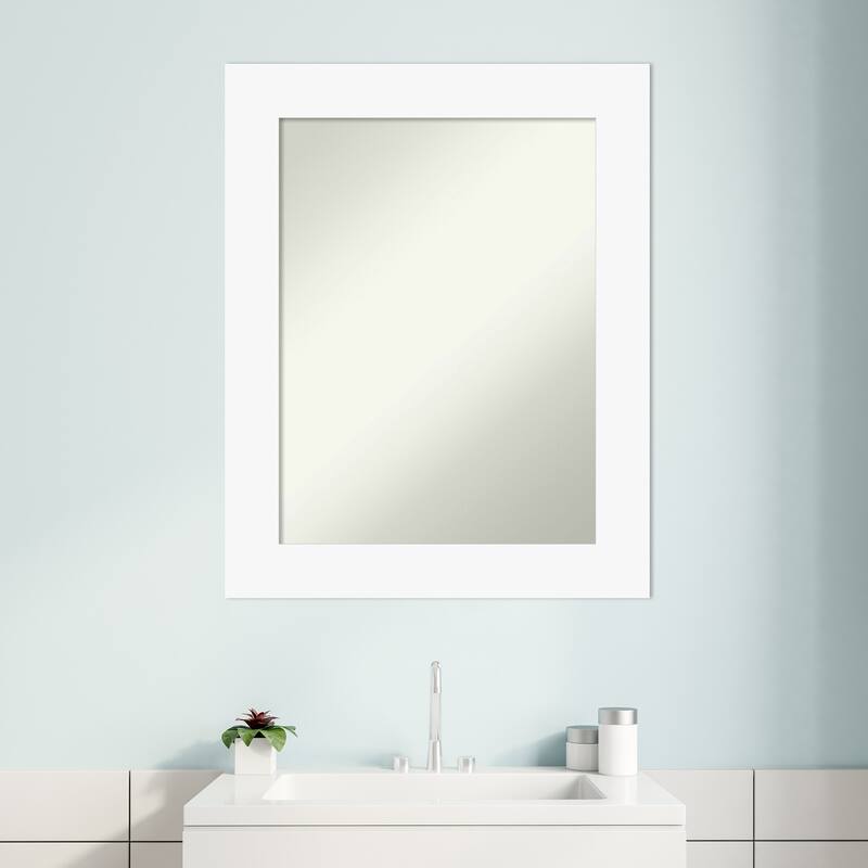 Basic Non-Beveled Wood Framed Bathroom Vanity Wall Mirror