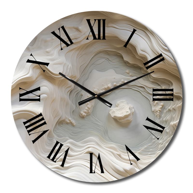 Designart "Cream Spiral Nebula II" Abstract Spirals Oversized Wall Clock