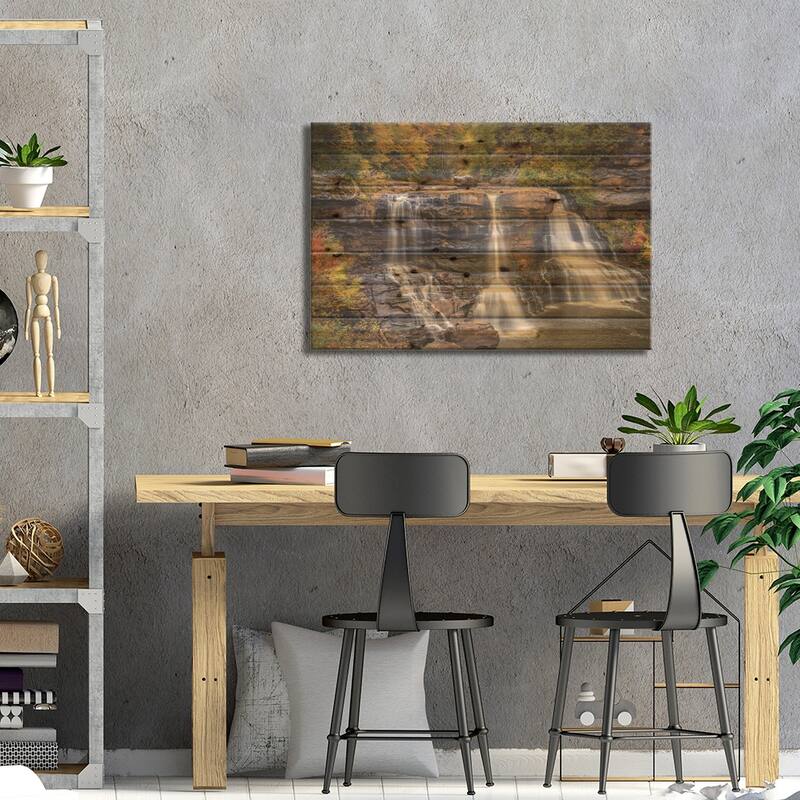 USA, West Virginia, Blackwater Falls State Park. Waterfall and forest scenic. Print On Wood by Jaynes Gallery - Multi-Color