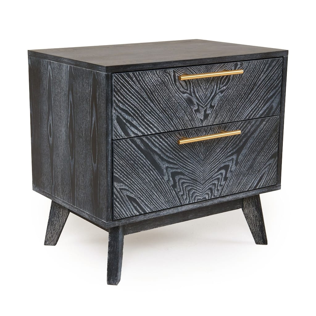 Ash Gray/Gold 2 Drawer 15.16 in. W Nightstand with Sturdy Hardware and Ample Storage