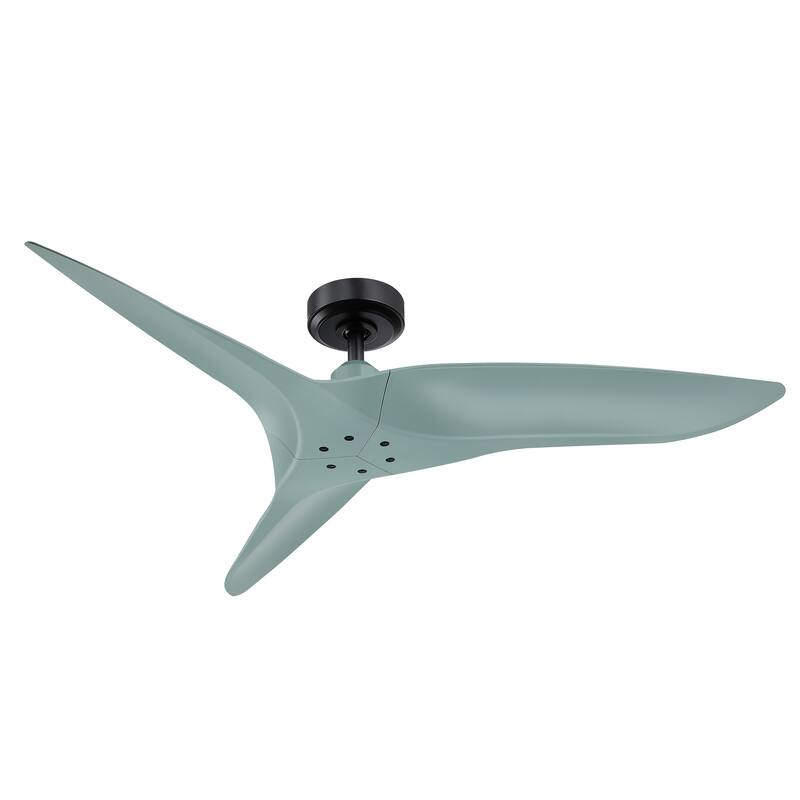 52" Modern Sage Green ABS 3-Blade Outdoor Ceiling Fan without Light