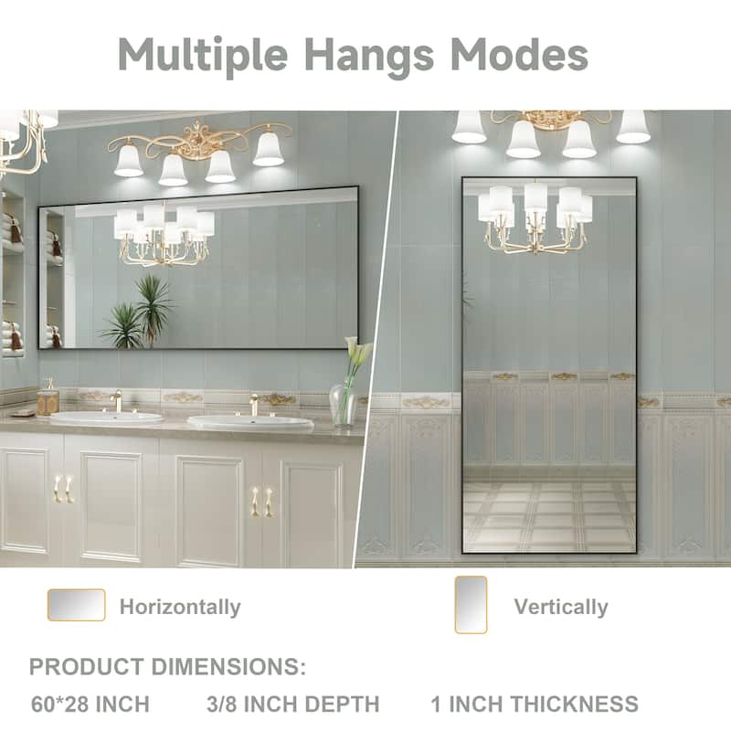 QuivaraView Wall Mounted Aluminum Frame Bathroom Vanity Mirror