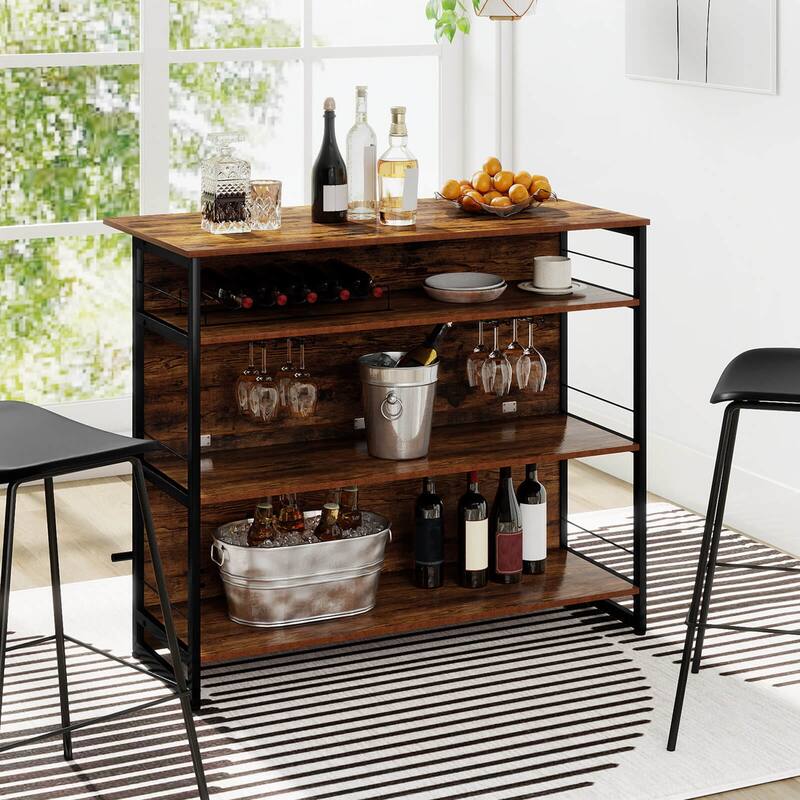 Costway Kitchen Island, 4-Tier Mini Bar Table Height Pub Table with - See Details